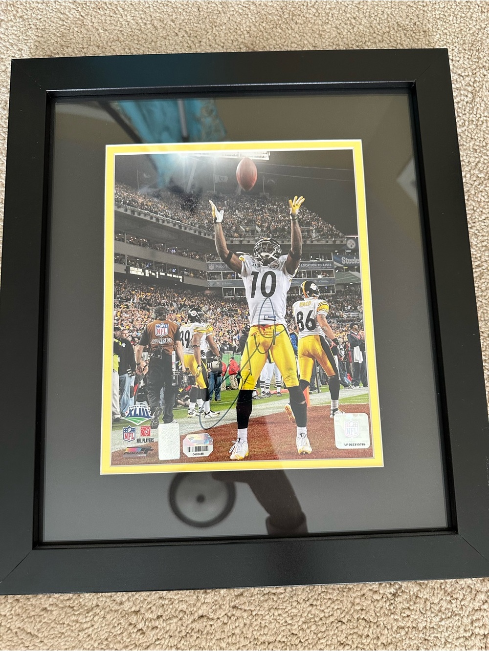 Signed Santonio Holmes Framed Picture
